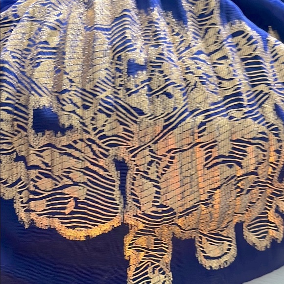 MSK Elegant Blue and Gold Halter Maxi Dress Size 8 - Picture 5 of 6